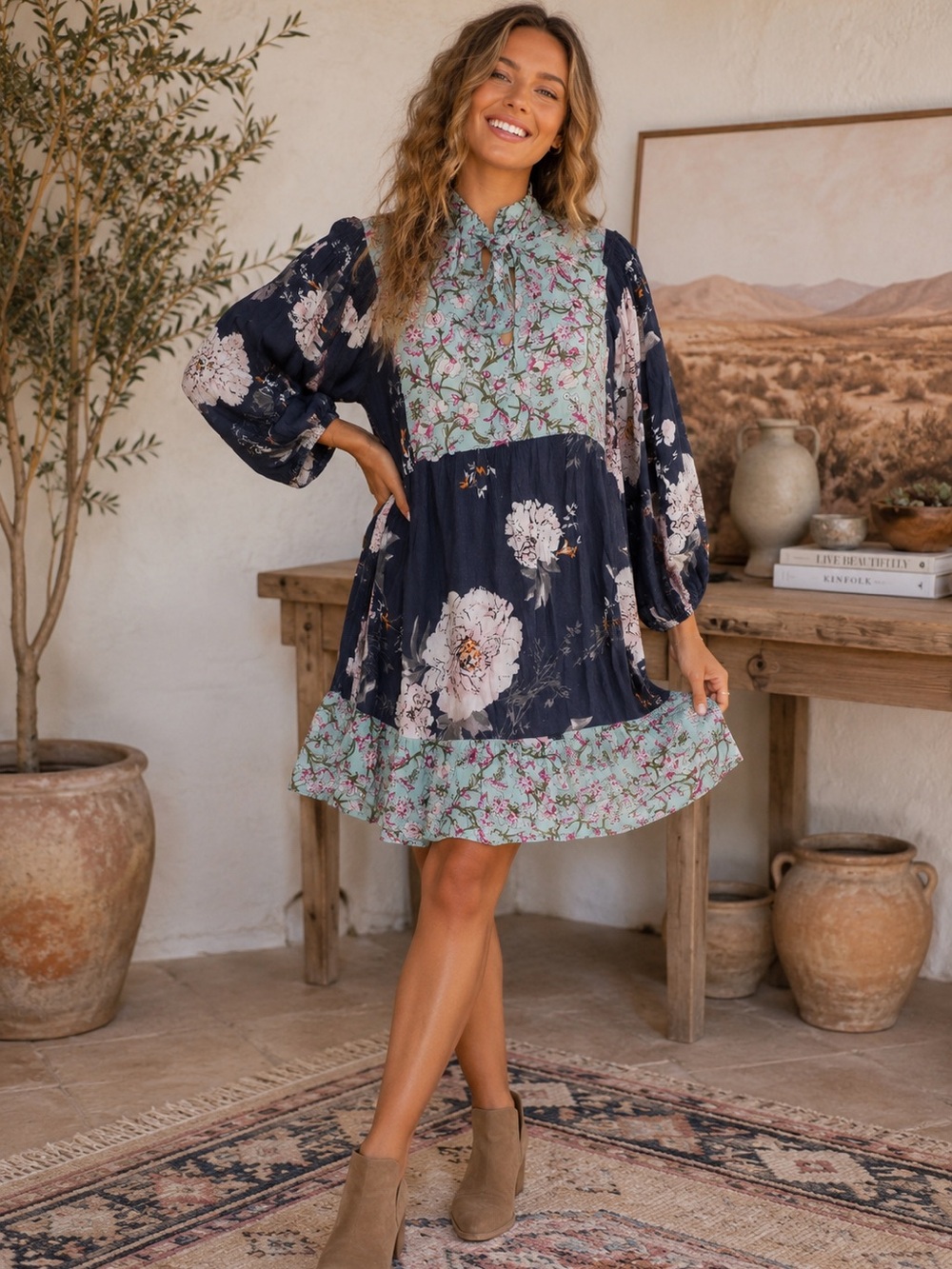Umgee Floral Patchwork Dress 🌼 ☀️